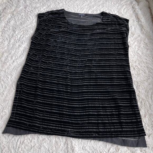 Eileen Fisher velvet burnout tunic blouse mini dress black oversized silk blend - Picture 9 of 17